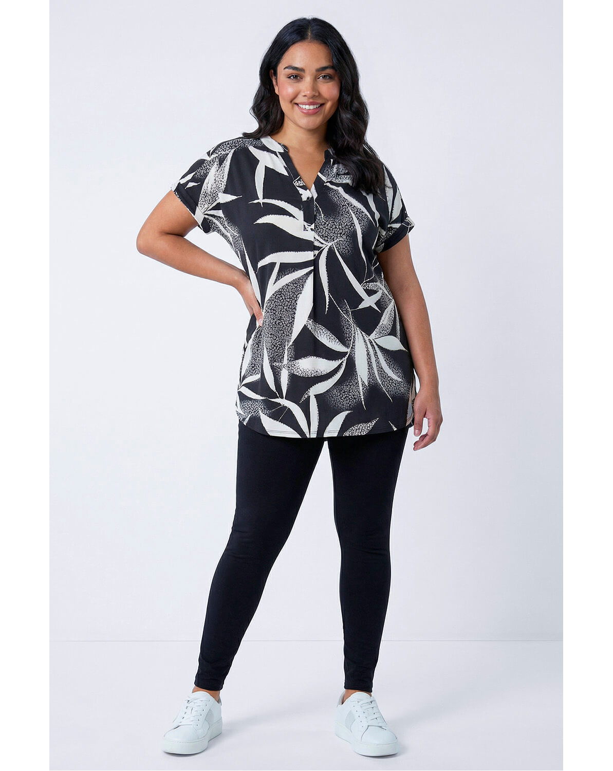 Roman Curve Stretch Plain Leggings