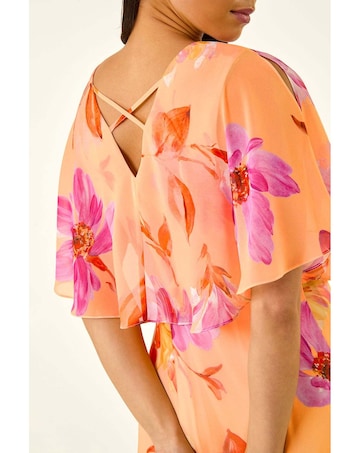 Roman Petite Floral Tie Front Cape Dress