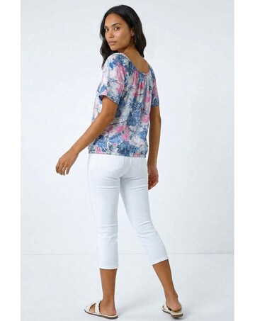 Roman Floral Burnout Buttoned Top