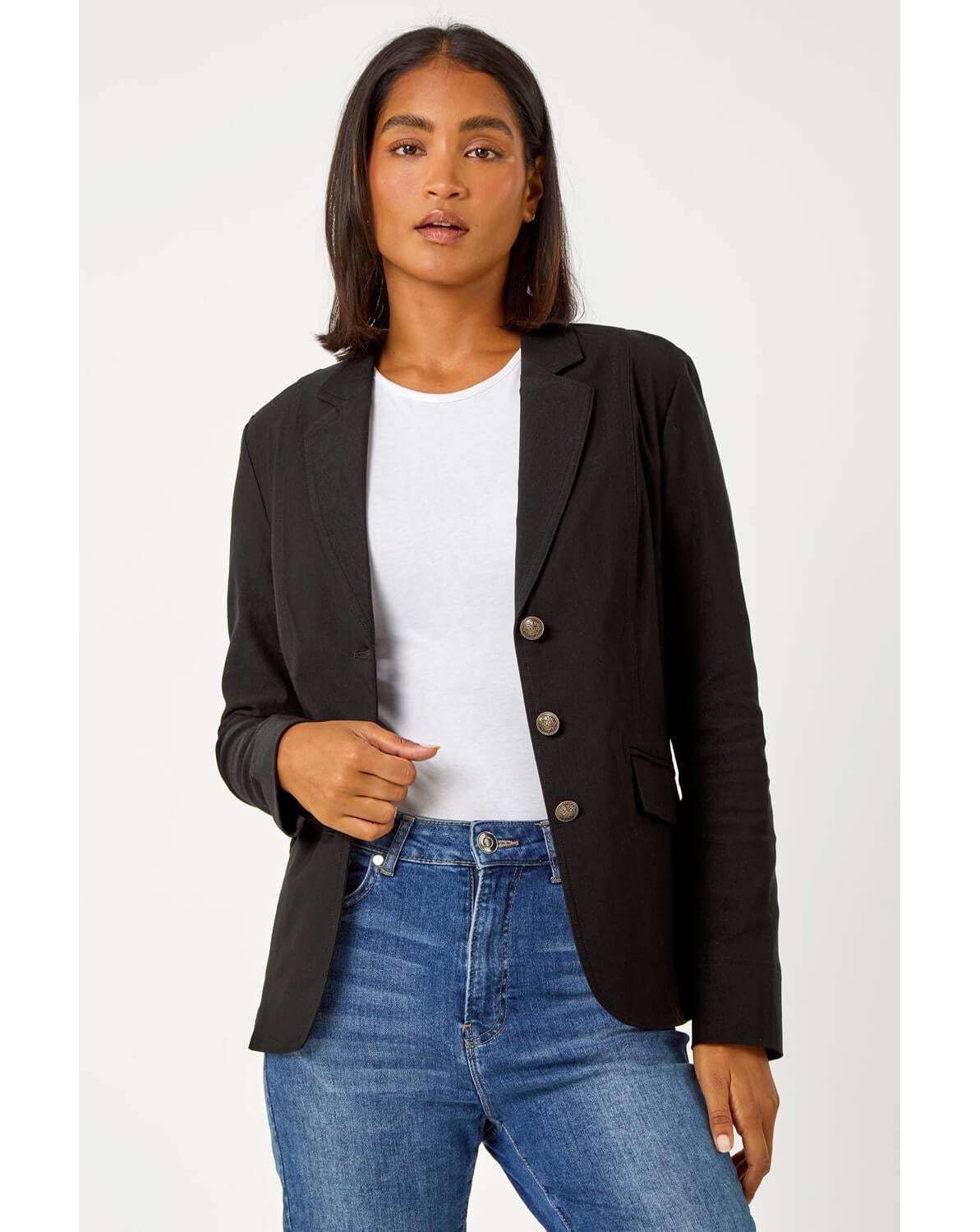 New In - Roman Button Detail Stretch Blazer