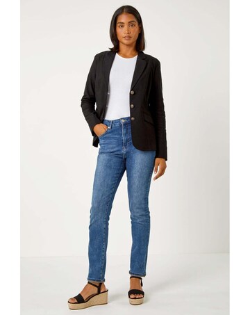 Roman Button Detail Stretch Blazer