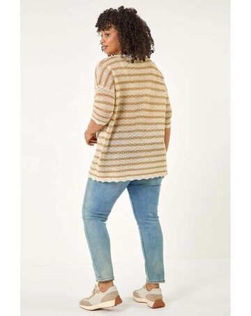 Roman Curve Scallop Hem Stripe Knit