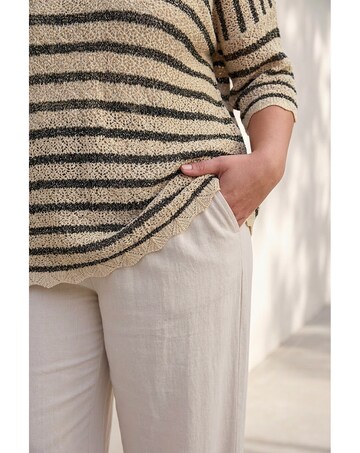 Roman Curve Scallop Hem Stripe Knit