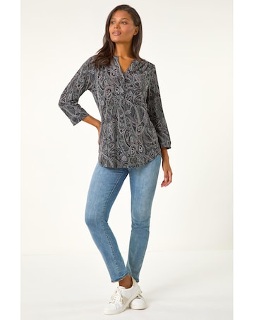 Roman Textured Paisley Stretch Blouse