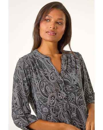 Roman Textured Paisley Stretch Blouse