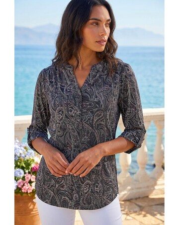Roman Textured Paisley Stretch Blouse