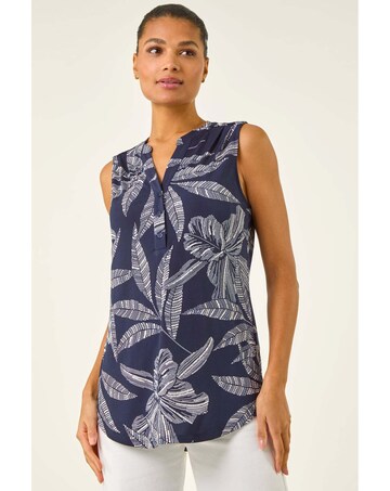 Roman Floral Puff Print Stretch Vest