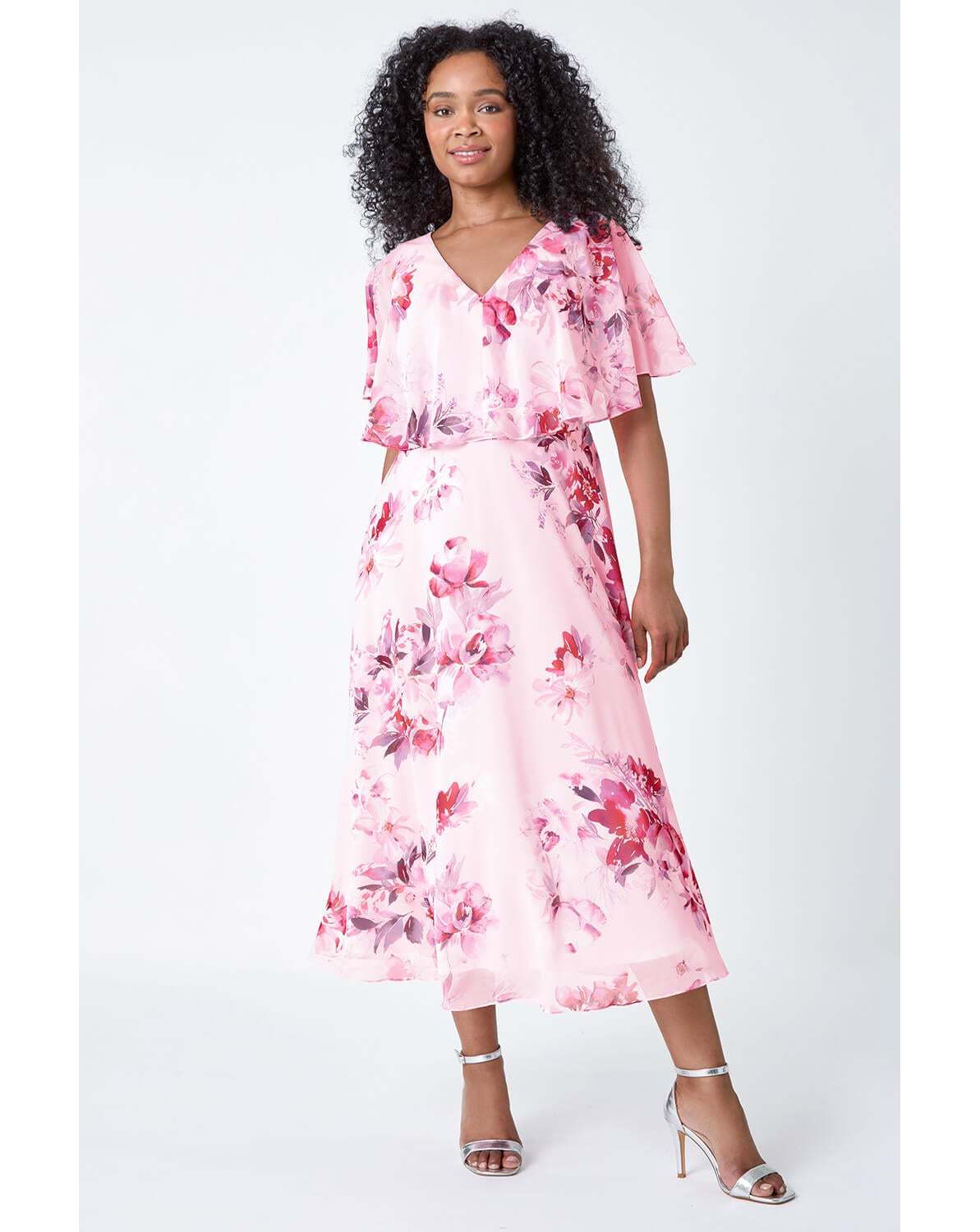 New In - Roman Petite Floral Chiffon Midi Dress