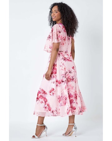 Roman Petite Floral Chiffon Midi Dress