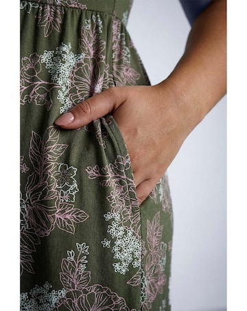 Roman Curve Floral Gathered Midi Dress