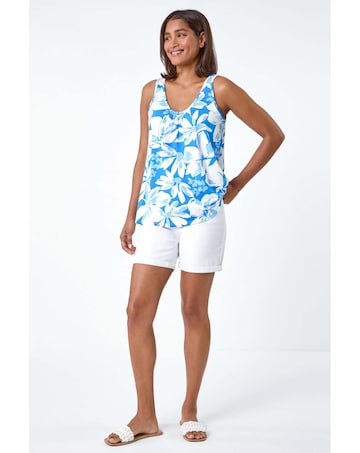 Roman Floral Print Stretch V-Neck Vest