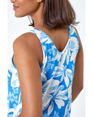 Roman Floral Print Stretch V-Neck Vest