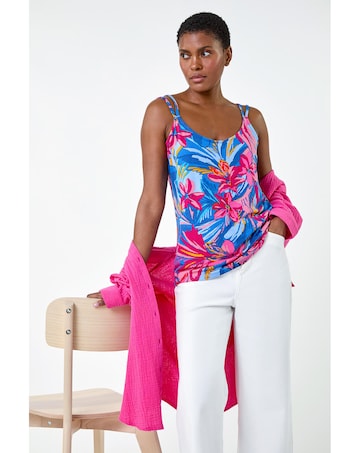 Roman Tropical Floral  Detail Cami Top
