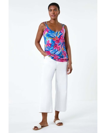 Roman Tropical Floral  Detail Cami Top