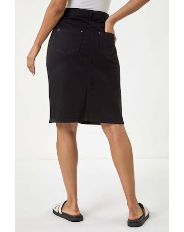 Roman Cotton Denim Stretch A line Skirt