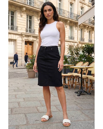 Roman Cotton Denim Stretch A line Skirt