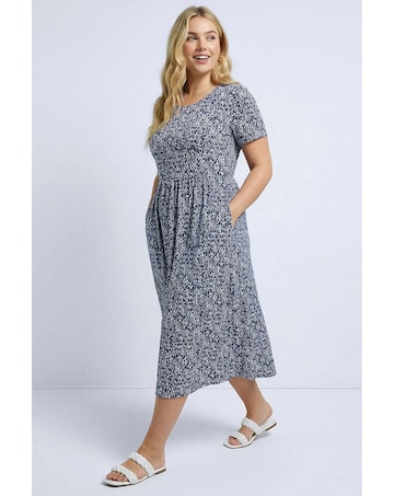 Roman Curve Abstract Pocket Midi Dress