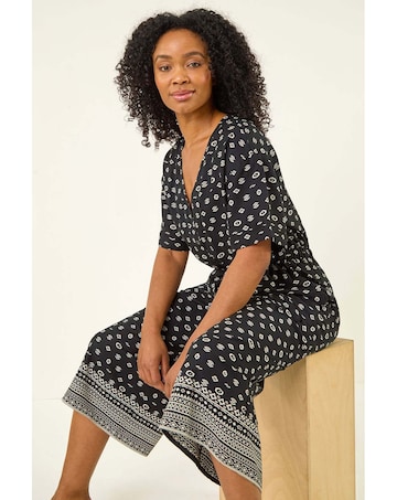 Roman Petite Border Cropped Jumpsuit