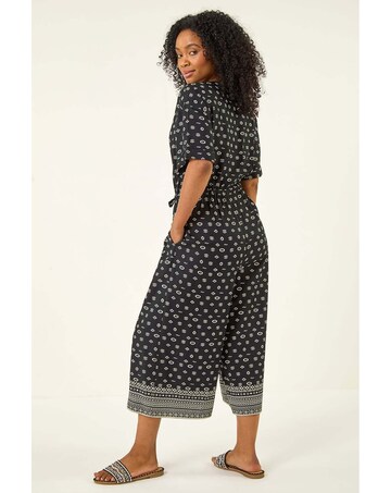 Roman Petite Border Cropped Jumpsuit