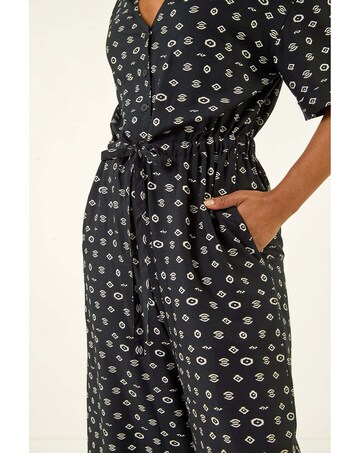 Roman Petite Border Cropped Jumpsuit