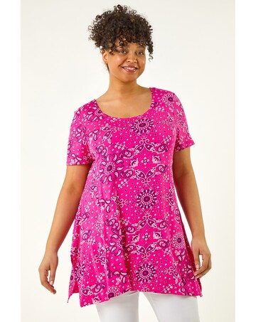 Roman Curve Paisley Print Bar Back Top