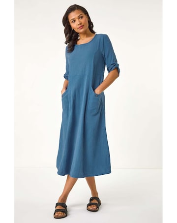 Roman Textured A-line Midi Dress