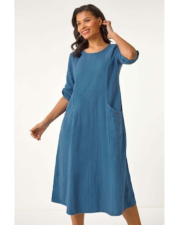 Roman Textured A-line Midi Dress