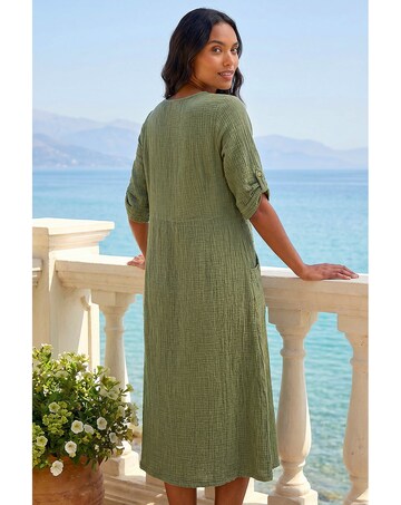 Roman Textured A-line Midi Dress