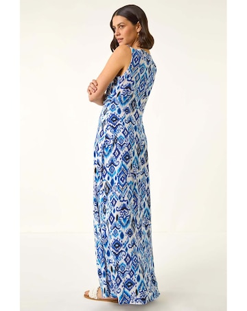 Roman Aztec Print Twist Front Maxi Dress