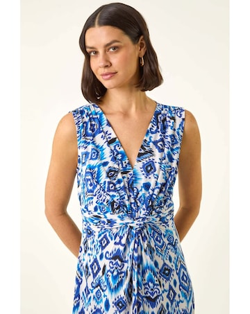 Roman Aztec Print Twist Front Maxi Dress