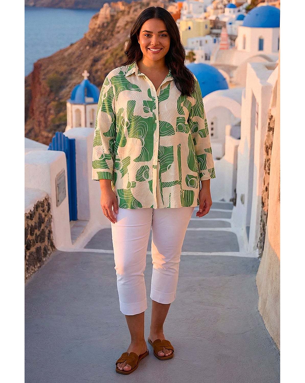 New In - Roman Curve Textured Geometric Shirt