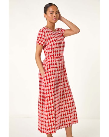 Roman Petite Geometric Spot Midi Dress