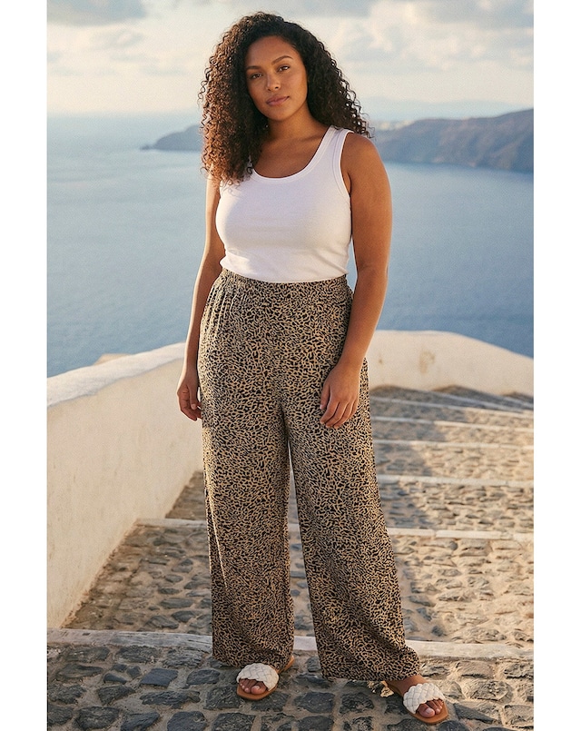 Roman Curve Textured Animal  Trousers