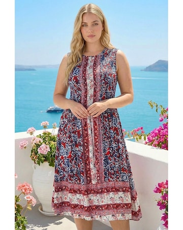 Roman Curve Paisley Print Midi Dress