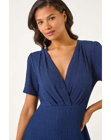 Roman Textured Wrap Bodice Midi Dress