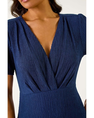Roman Textured Wrap Bodice Midi Dress