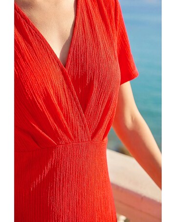 Roman Textured Wrap Bodice Midi Dress