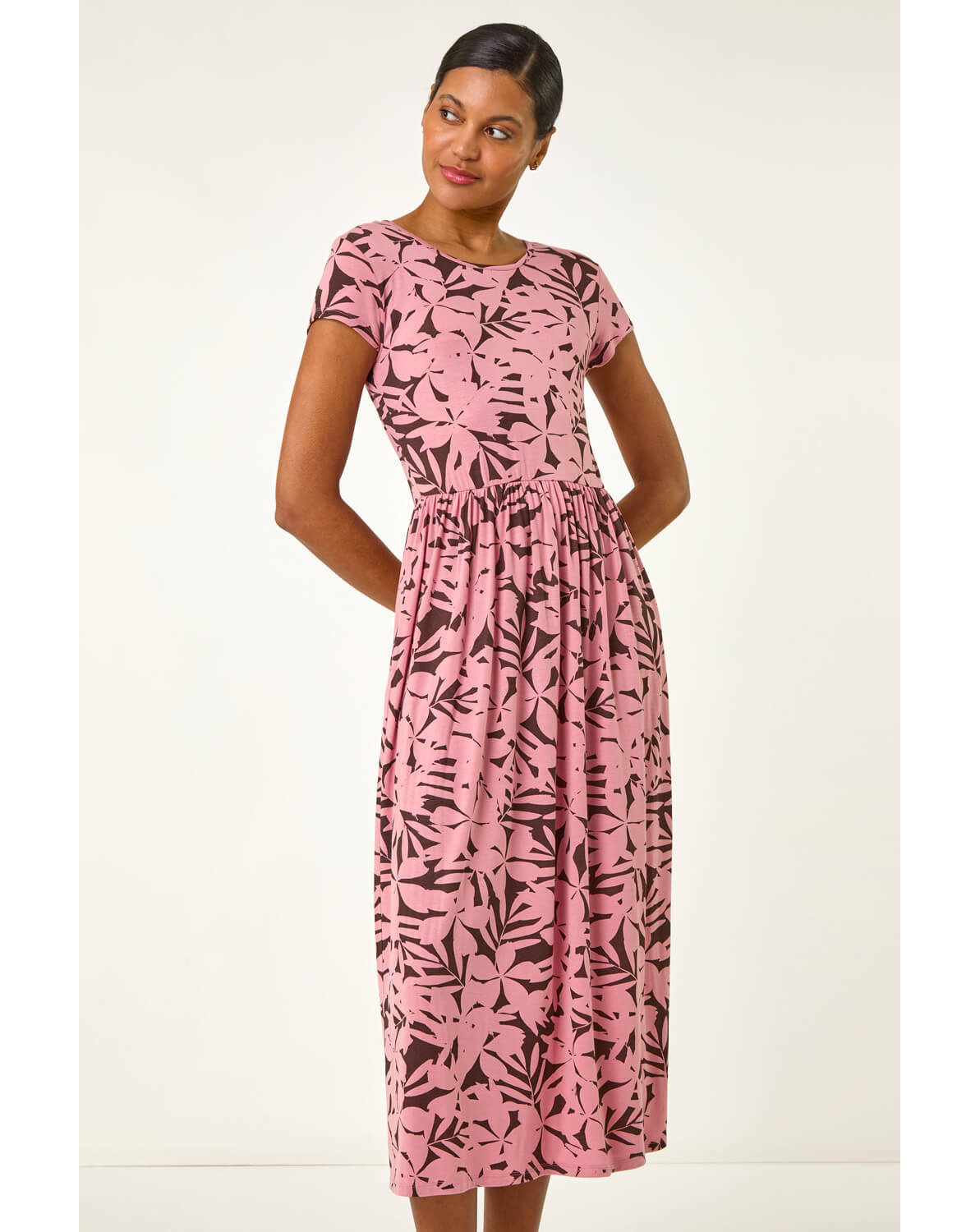 New In - Roman Floral Print Stretch Midi Dress