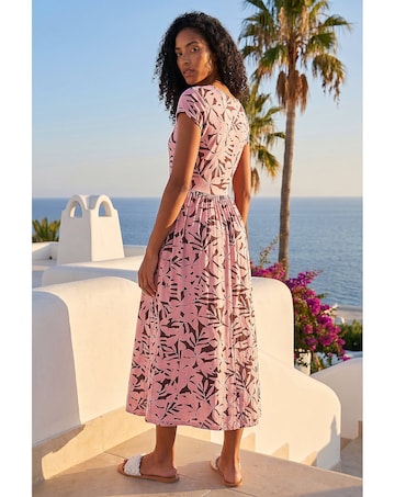 Roman Floral Print Stretch Midi Dress