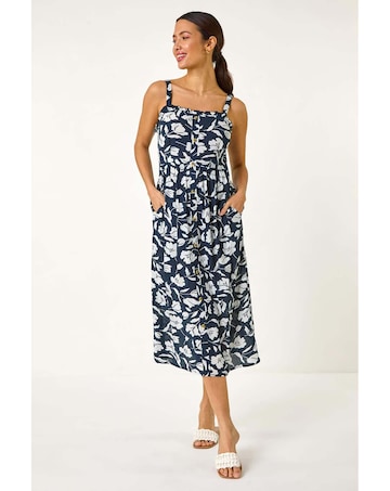 Roman Floral Print Midi Sundress