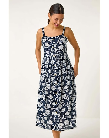 Roman Floral Print Midi Sundress
