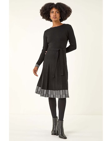 Roman Stretch Knit Border Print Dress