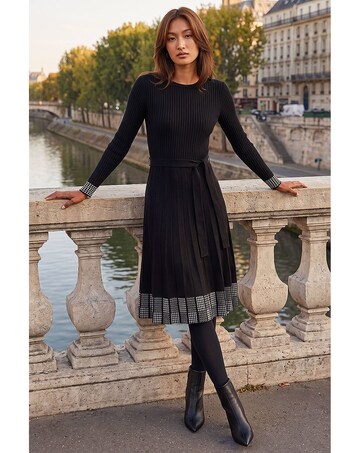 Roman Stretch Knit Border Print Dress