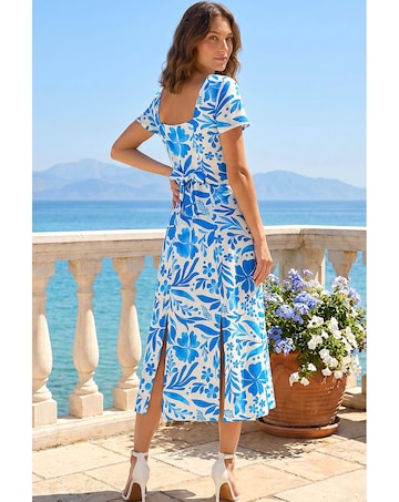 Roman Petite Floral Button Midi Dress