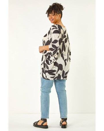 Roman Curve Leaf Print Cocoon Top