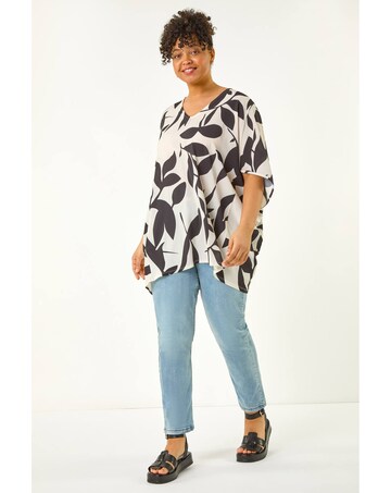 Roman Curve Leaf Print Cocoon Top