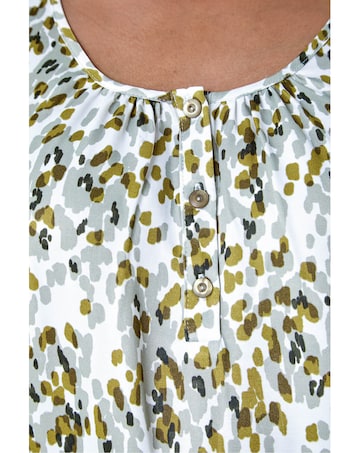 Roman Abstract Spot Print Button Vest