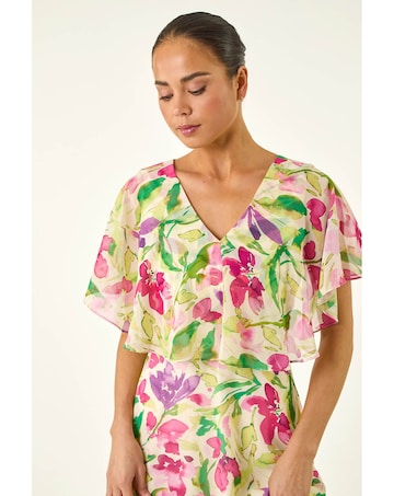 Roman Petite Floral Cape Midi Dress