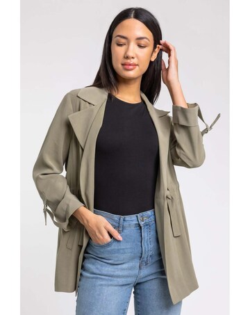 Roman Tie Waist Longline Jacket