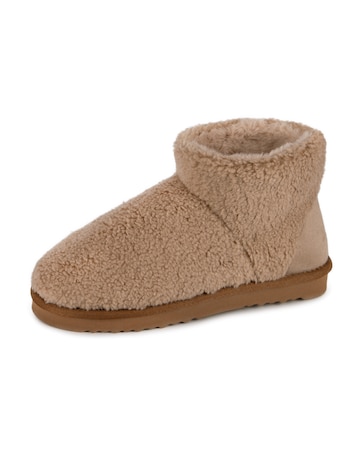 totes Ladies Curly Fur Boot Slippers